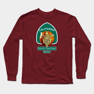 Motorcyclist at Big Sur California Highway One Red Moon Long Sleeve T-Shirt
